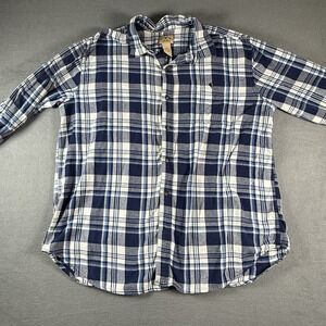 Blue Mountain Men's Size XL Tall Long Sleeve Blue Flannel Plaid Shirt‎